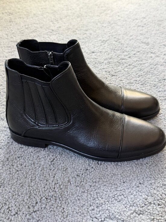 Marashli Black Leather Cap Toe Chelsea Boots EU 42 - US 9 Handcrafted Mint Cond. main image 4